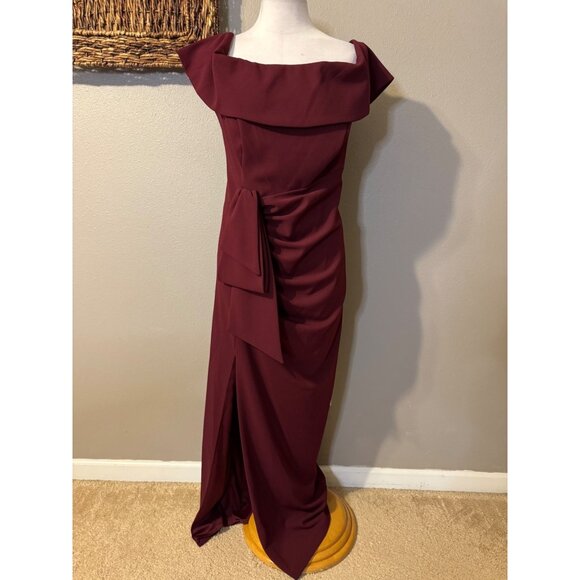 Xscape Formal Long Dress 14W Burdundy Party Gala Cruise Wedding Washable NEW - Picture 7 of 15